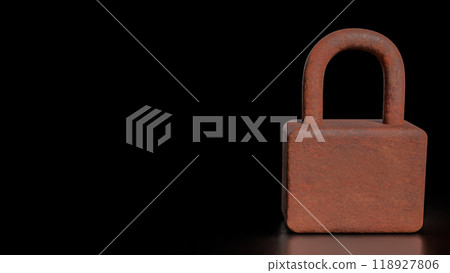 The Rusty lock for Cybersecurity or technology concept 3d rendering. The Rusty lock for Cybersecurity or technology concept 3d rendering. 118927806