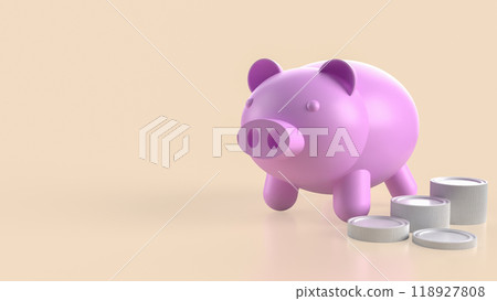The piggy bank and coins for earn or saving concept 3d rendering. 118927808
