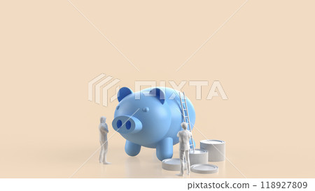 The piggy bank and coins for earn or saving concept 3d rendering. The piggy bank and coins for earn or saving concept 3d rendering. 118927809