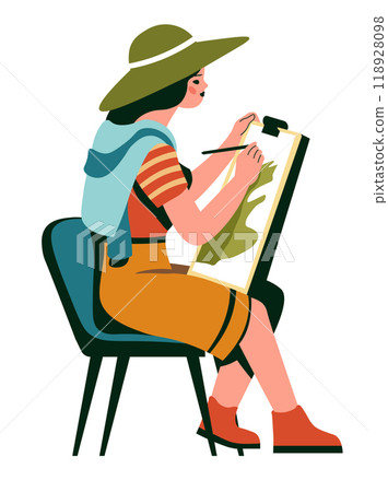 Artist Painting Outdoors vector illustration 118928098