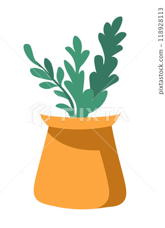 Potted Plant in Orange Pot Potted Plant in Orange Pot 118928113