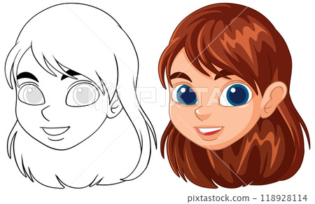 Smiling Girl Cartoon Illustration Smiling Girl Cartoon Illustration 118928114