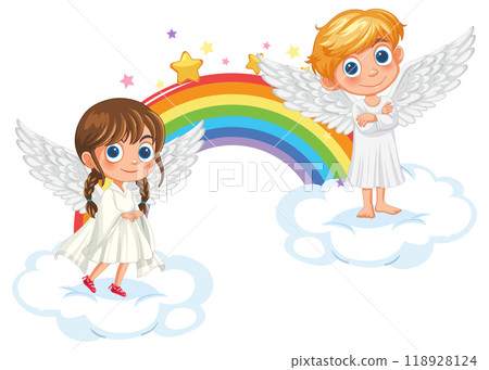 Angelic Children with Rainbow 118928124
