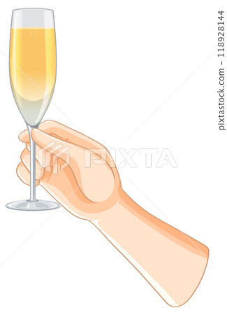 Hand Holding a Champagne Glass 118928144