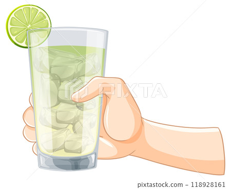 Refreshing Lime Drink in Hand 118928161
