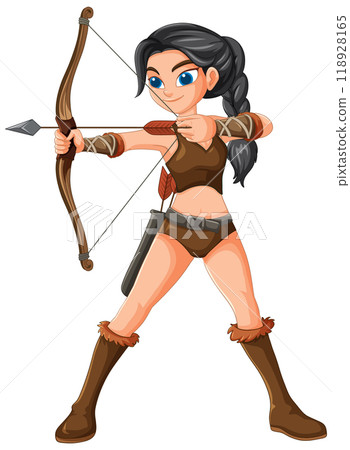 Female Archer Ready to Shoot 118928165