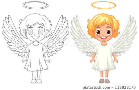 Cute Angel Kids Illustration Cute Angel Kids Illustration 118928176