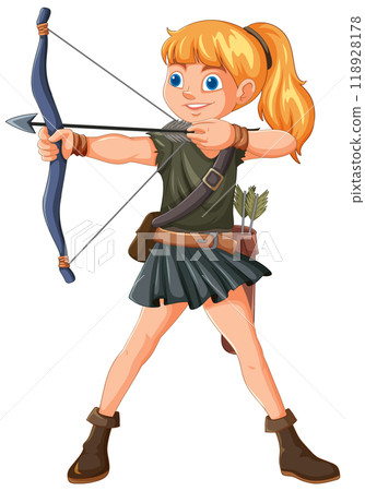 Young Archer Girl with Bow Young Archer Girl with Bow 118928178