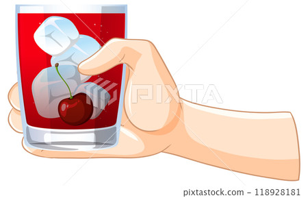 Refreshing Cherry Drink with Ice Cubes Refreshing Cherry Drink with Ice Cubes 118928181