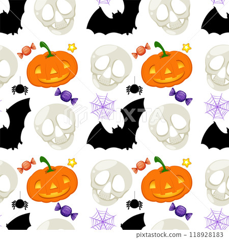 Halloween Themed Seamless Pattern 118928183