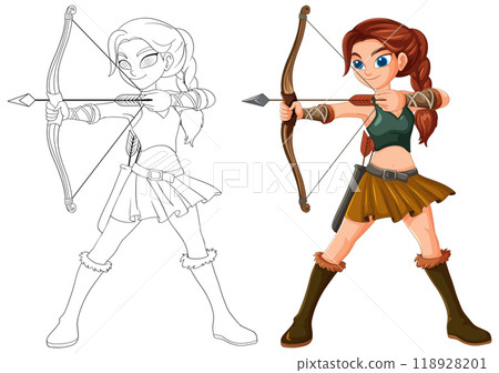 Female Archer in Action Pose 118928201