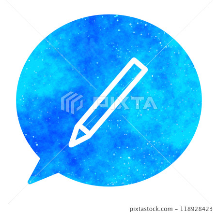 藍色星空|鉛筆圖示語音氣泡 藍色星空|鉛筆圖示語音氣泡 118928423