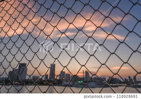 Minato Mirai through the fence Minato Mirai through the fence 118928691
