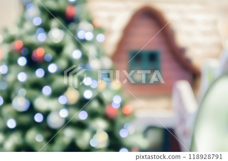 Abstract blurred christmas tree with bokeh light background 118928791