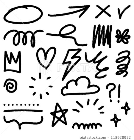 set of Hand drawn doodle elements for concept design isolated on white background. vector illustration. set of Hand drawn doodle elements for concept design isolated on white background. vector illustration. 118928952
