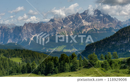 Beautiful mountain range in Dolomites 118929006