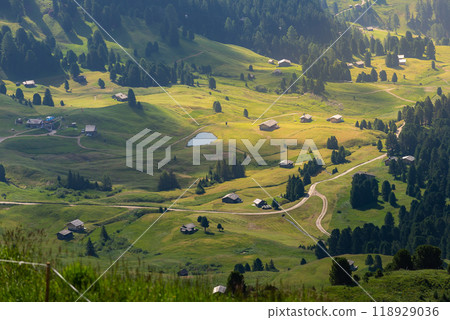 Beautiful mountain range in Alpe Di Suisi, Dolomites 118929036