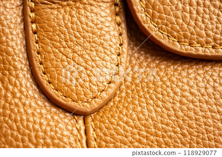 luxury brown leather bag texture background with stitching 118929077