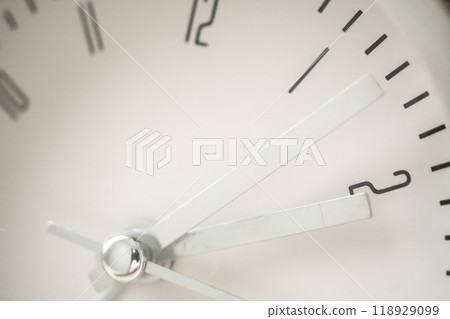 close up of silver metal clock 118929099
