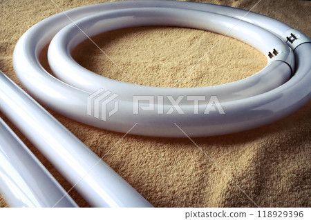 Fluorescent lamp on the floor Fluorescent lamp on the floor 118929396
