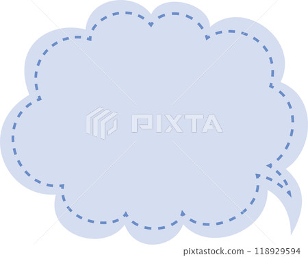 Cute cloud-shaped speech bubble with stitches (blue) Cute cloud-shaped speech bubble with stitches (blue) 118929594