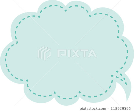 Cute cloud-shaped speech bubble with stitches (turquoise) 118929595
