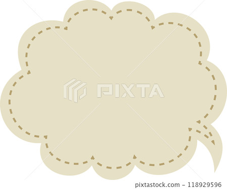 Cute cloud-shaped speech bubble with stitches (brown) Cute cloud-shaped speech bubble with stitches (brown) 118929596