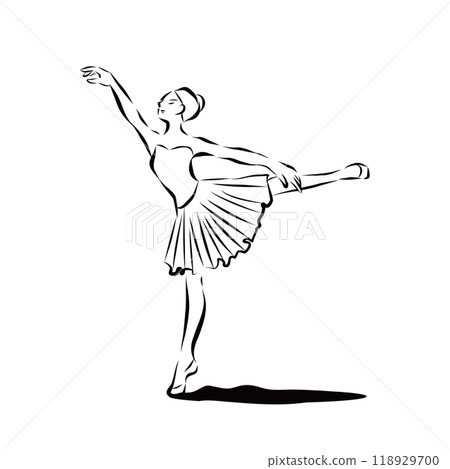 芭蕾舞女演員插圖 03 陰影的單色線條畫 芭蕾舞女演員插圖 03 陰影的單色線條畫 118929700
