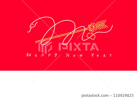 New Year's material: Simple and stylish line art New Year's card material of hamaya and snake (Year of the snake) New Year's material: Simple and stylish line art New Year's card material of hamaya and snake (Year of the snake) 118929825