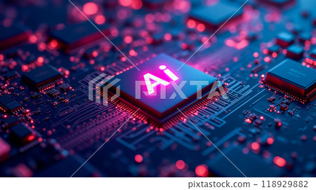 Artificial Intelligence Processor Chip on Motherboard Electronic Components Computing Hardware Technology Data Processing 118929882
