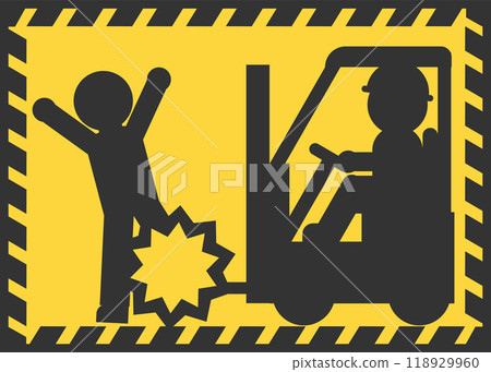 Icon material depicting forklift contact caution Icon material depicting forklift contact caution 118929960