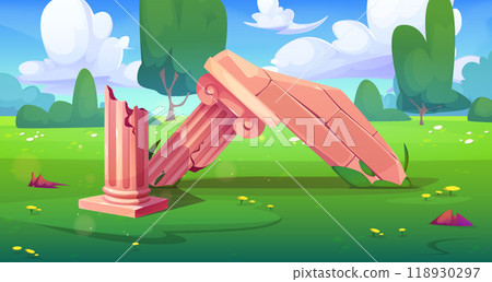 Historical landscape with ancient column ruins Historical landscape with ancient column ruins 118930297