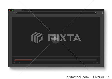Browser with video player screen mockup template Browser with video player screen mockup template 118930304