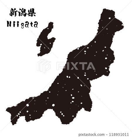 Stamp-style silhouette of Niigata Prefecture, Japan 118931011