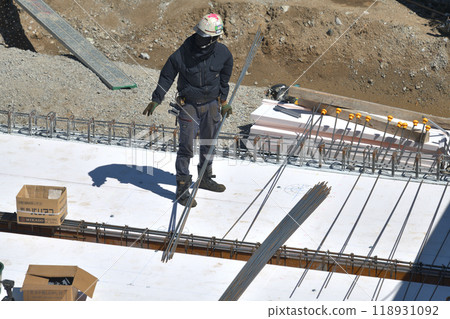 Newly constructed apartment building - Reinforcement work at slab 118931092