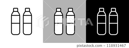 簡單的線條畫塑膠瓶向量圖示。 簡單的線條畫塑膠瓶向量圖示。 118931467