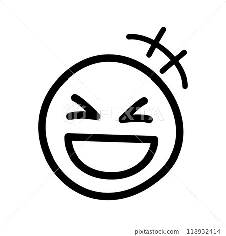 Hand-drawn cute emoticons and emoticons icons: smile, laughter, black Hand-drawn cute emoticons and emoticons icons: smile, laughter, black 118932414