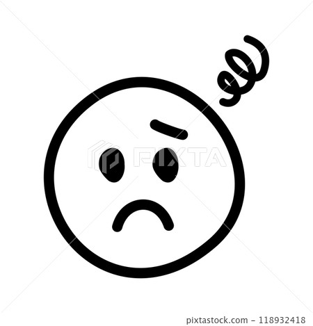 Hand-drawn cute emoticons and emoticons icons - Worried, troubled, black Hand-drawn cute emoticons and emoticons icons - Worried, troubled, black 118932418