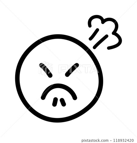 手寫的可愛表情符號/圖釋圖示憤怒的黑色 118932420