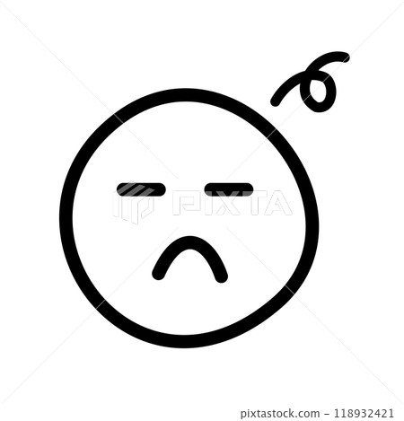 Hand-drawn cute emoticons and emoticons icon - Expressionless, Hmm, Black 118932421