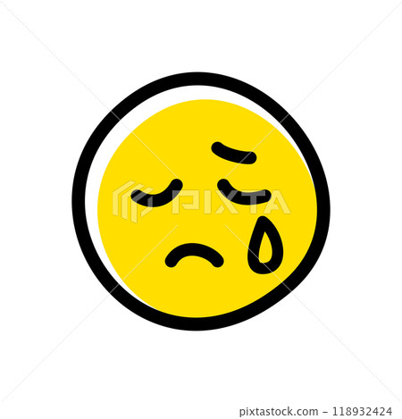 Hand-drawn cute emoticons and emoticon icons: crying, sad 118932424