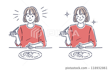 一個女人吃飯的插圖素材 一個女人吃飯的插圖素材 118932861