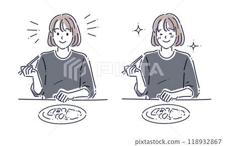 Illustration material of a woman eating 118932867