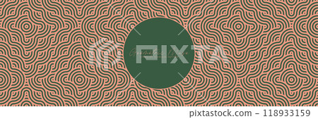 Beige and green wavy geometric seamless pattern. Minimalist Asian texture for modern decor and fashion. 118933159