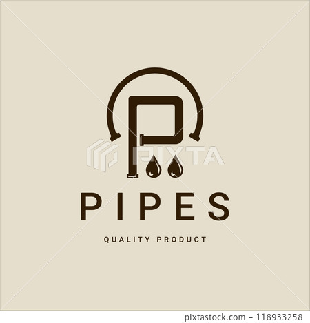 pipes logo letter p minimalist vector illustration template icon graphic design. plumber industry sign or symbol for plumbing 118933258
