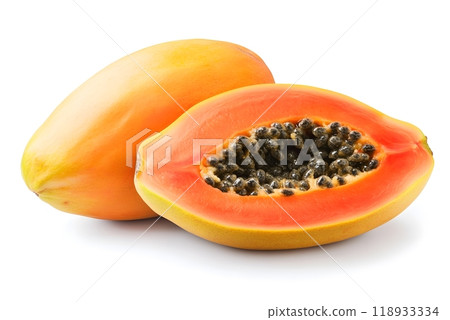 Papaya isolated on white background. Generative AI. Papaya isolated on white background. Generative AI. 118933334