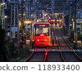Streetcars running at night 118933400