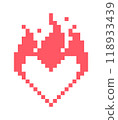 Blazing flaming pixel heart on fire 118933439