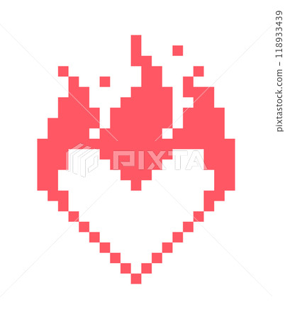Blazing flaming pixel heart on fire Blazing flaming pixel heart on fire 118933439