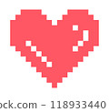 Pixelated red heart with highlights 118933440